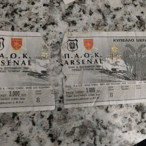 PAOK Arsenal tickets used, collectible stubs