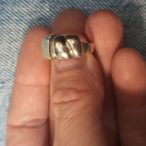 Silver gold ring 925 silver with 14K gold used, size 53