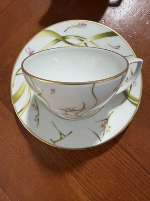 Σετ τσαγιού Limoges Amaryllis για 2, λεπτή πορσελάνη, 2002