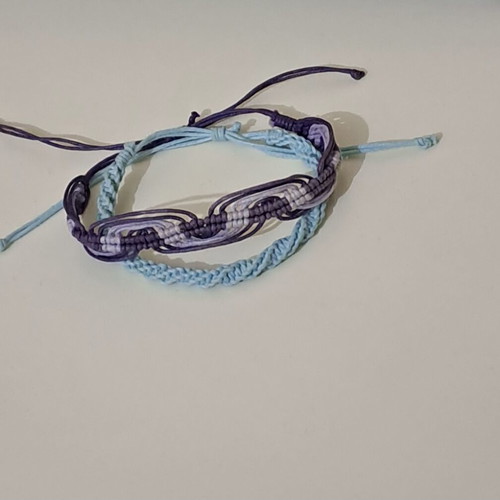 Knitted bracelets like new, purple and turquoise