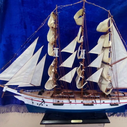 Decorative wooden sailing ship Cutty Sark replica used
