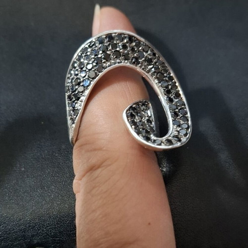Oxette Silver Ring 9.25 with Black Zirconia New