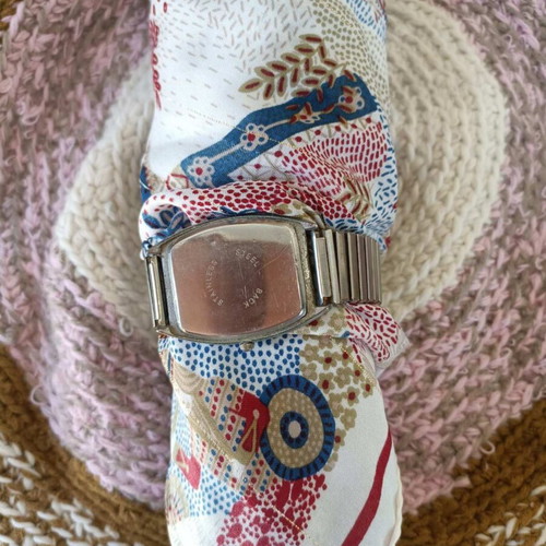 Women's silver watch used, stainless steel, elastic strap