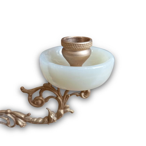 Alabaster candle holder set used 38×28 cm