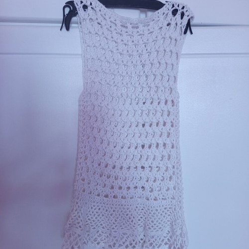Handmade knitted beach dress for girls 3-4 years, like new, white