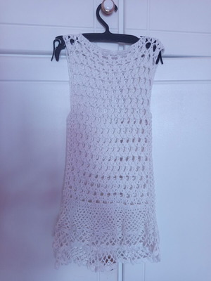 Handmade knitted beach dress for girls 3-4 years, like new, white