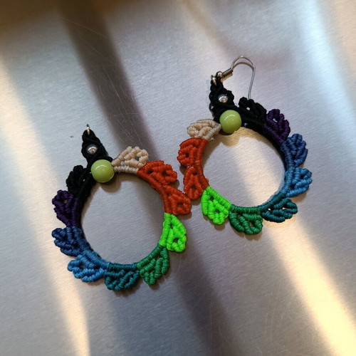 Handmade macrame earrings new, multicolored