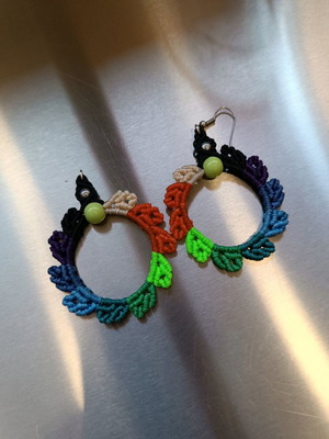 Handmade macrame earrings new, multicolored