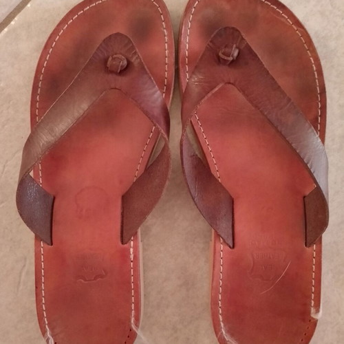 Leather sandals flip-flops size 37 used, brown