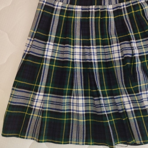 Vintage plaid kilt-style skirt like new, short, blue-green