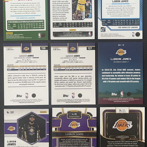 LeBron James Lot of 9 Cards Near Mint, LA Lakers