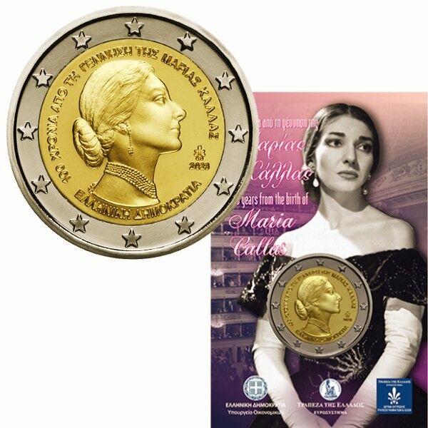 2 euro  ΜΑΡΙΑ ΚΑΛΛΑΣ coincard blister