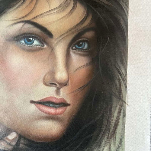 Handmade painting on canvas 'Female Portrait' new, vibrant colors