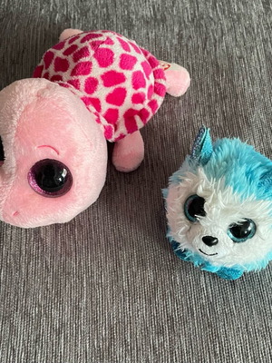 Ty pink turtle and blue ball dog like new