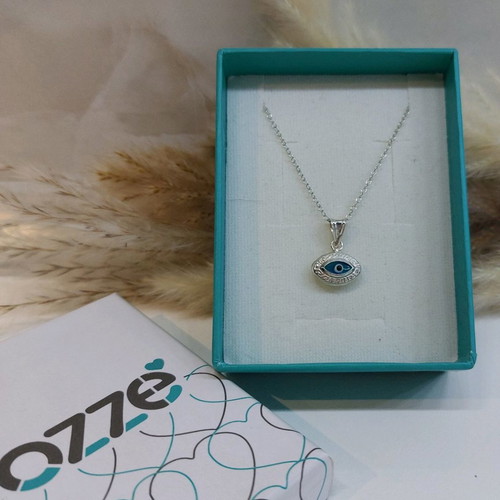 Silver necklace with evil eye new