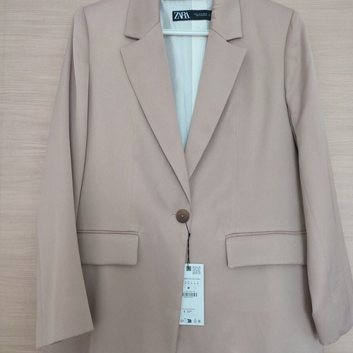Zara satin jacket medium beige new