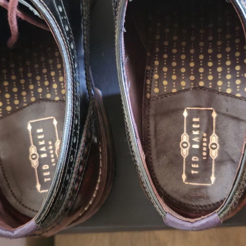 Ted Baker Krelly men's shoes like new, burgundy and black leather, size 43