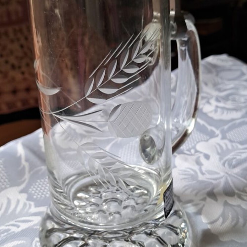 Kristallglas 500 ml beer glass like new with pewter lid