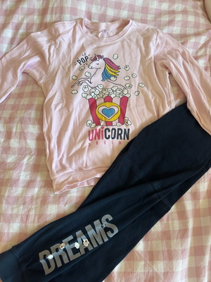 Dreams by Joyce girls' pajama set size 8 like new, blue and pink