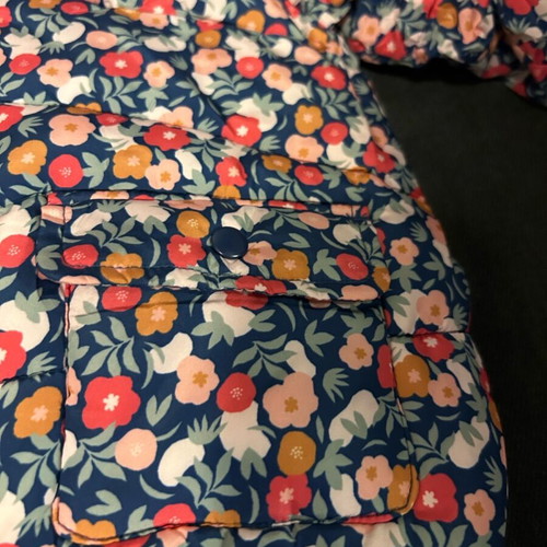 Children's floral blue jacket 86cm used with fur lining and hood