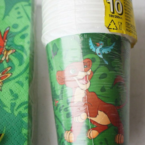 Vintage 90's Lion King 20 napkins and 10 cups Decorata new