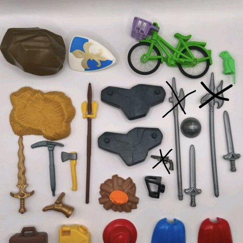 Playmobil accessories like new, weapons and rocks