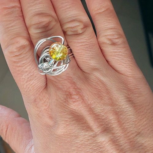 Handmade ring like new made of wire for jewelry