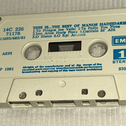 This Is...The Best of Manos Hadjidakis instrumental cassette EMI Greece