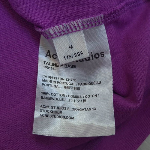 Acne Studios women's designer T-shirt size M, 100% cotton, like new, purple