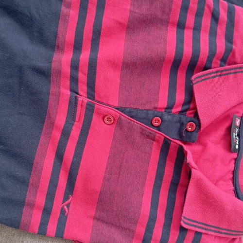 Revmo men's shirt 5XL like new, black and red stripes, short sleeve