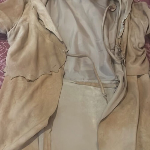 Atos Lombardini suede leather jacket and denim skirt set like new, size M