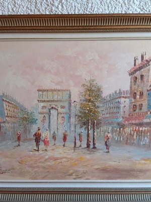 Oil painting by K. Argyriou like new, Arc de Triomphe scene