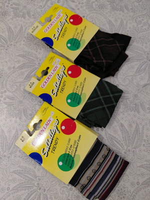 Golden Lady children's tights new, size 4-6, pack of three, multicolor