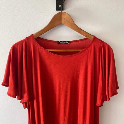 Parthenis long red dress, 100% tencel, summer evening