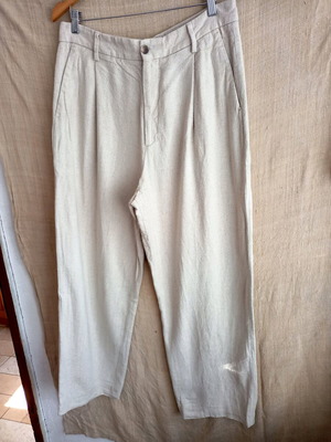 Панталон Zara от лен като ново, размер L/XL, бежов