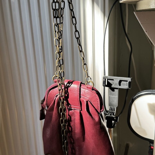 Vintage Burgundy Leather Shoulder Bag used, retro chain strap