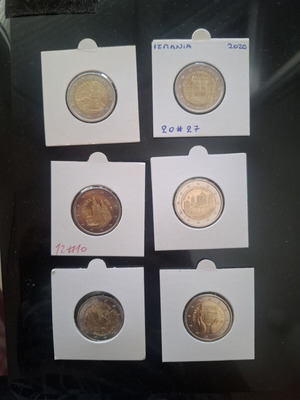 6 Spain 2 Euro coins, uncirculated