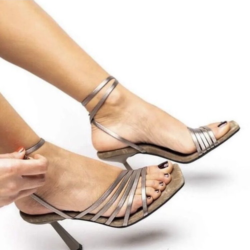 Esiot sandals new, size 40, metallic nude