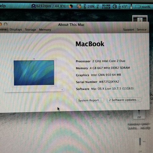 Apple MacBook A1181 early 2007 laptop, 4GB RAM, 250GB HDD