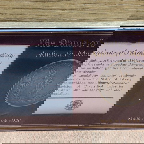 Αυθεντικό επετειακό μενταγιόν Άγαλμα της Ελευθερίας 1886-1986