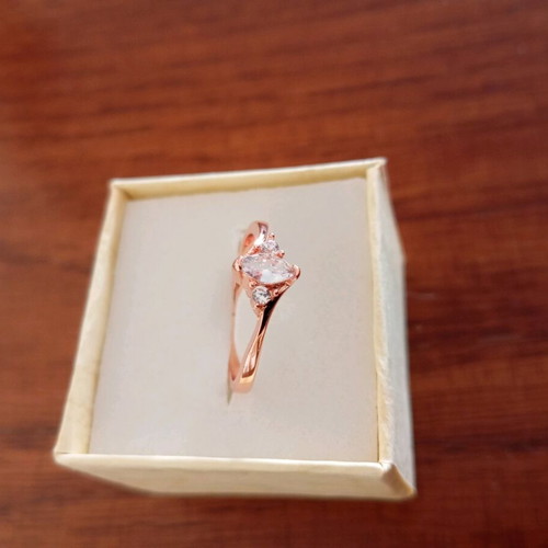Ring used, gold plated with zircon stones size 7 pink gold
