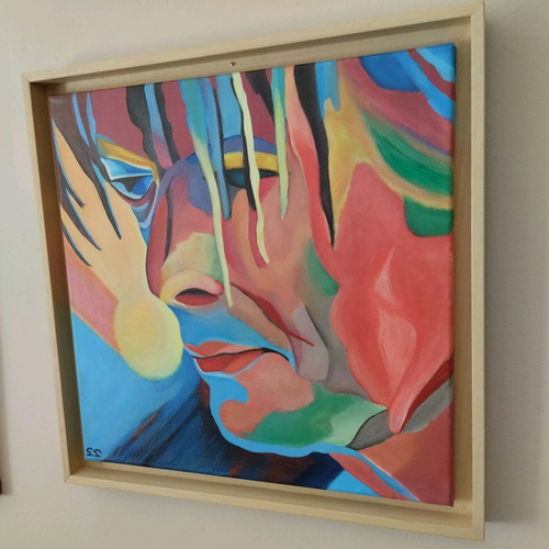 David Bowie painting acrylic on canvas 40x40 new with frame