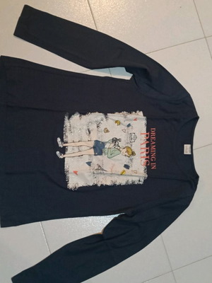 Zara mako shirt with glitter print, like new, size 164 cm