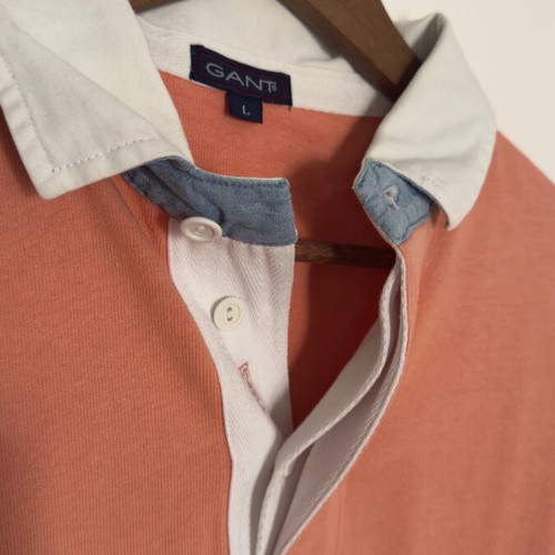 Gant polo shirt long sleeve used, colorful orange, size L