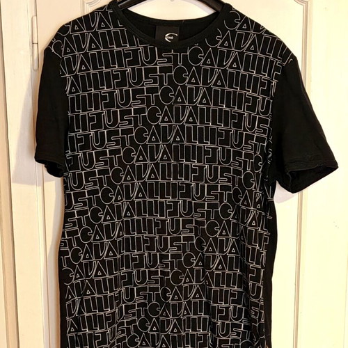 Just Cavalli vintage authentic logo men's T-shirt size M black, like new