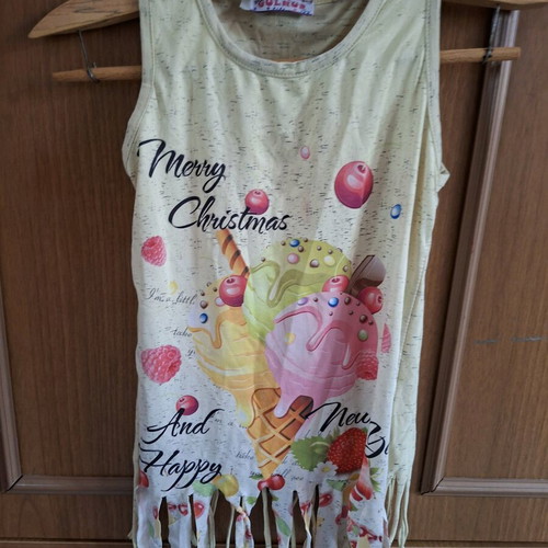 Gülnur Kids summer children's top used with fringes and cherry print