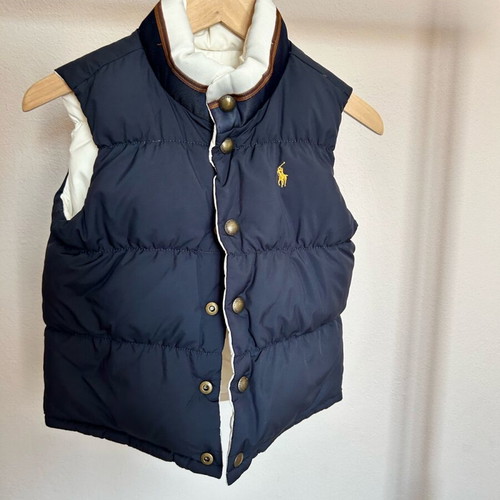 Ralph Lauren kids sleeveless puffer vest like new, white-blue size S (7)