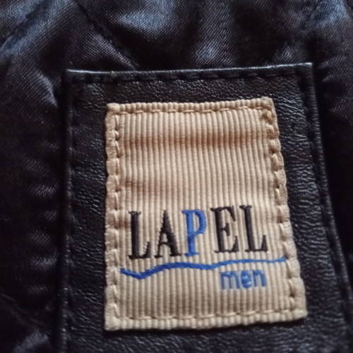 Lapel leather men's jacket black, like new