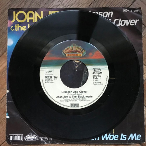7” single Joan Jett & the blackhearts Crimson and clover/Oh Woe is Me used vinyl