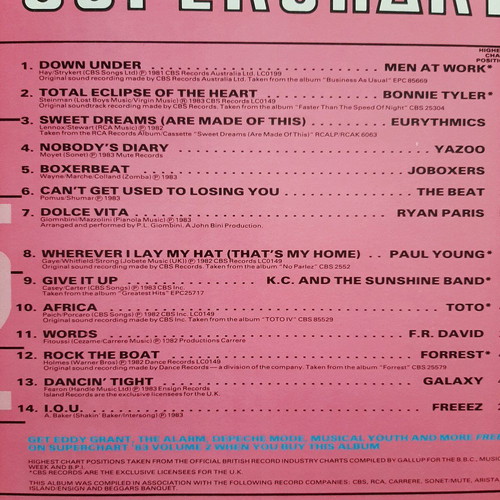 Superchart 83 vinyl like new, English recording 33 rpm